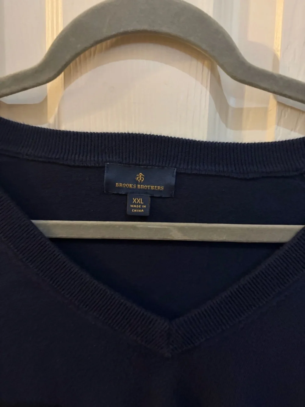Brooks Brothers Navy Supima Cotton  V-Neck Sweater XXL Preppy Luxury Basic